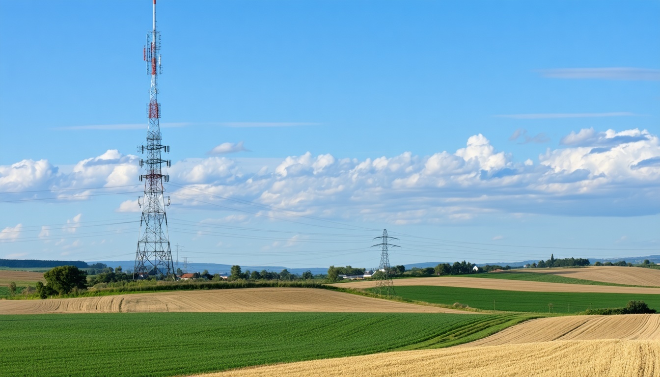 A picturesque rural landscape with a modern commun